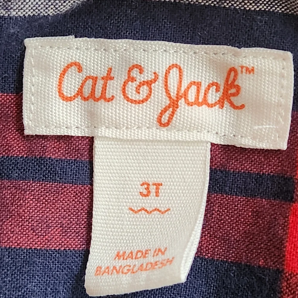 Red Plaid Button Down Size 3T Cat & Jack Top